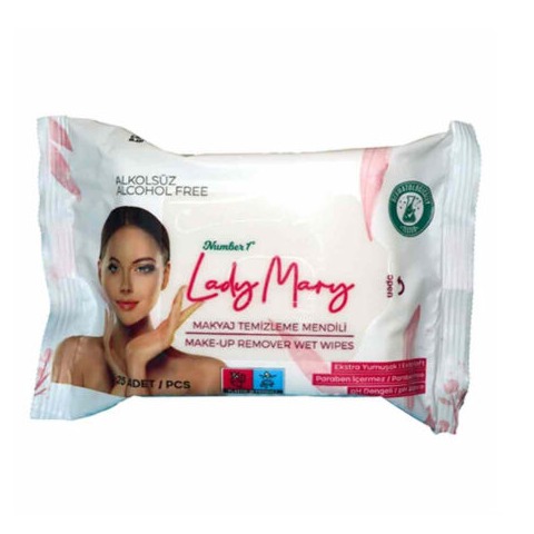 دستمال مرطوب آرایش پاک کن لیدی ماری Lady Mary بسته ۲۵ عددی