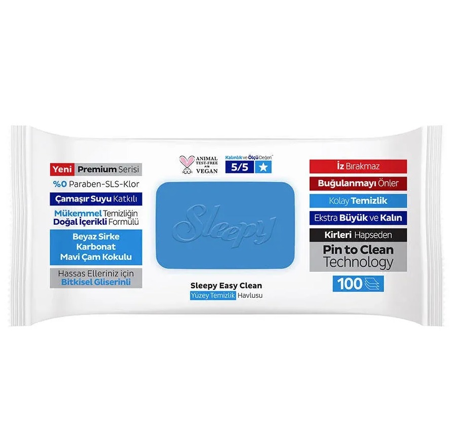 دستمال مرطوب اسلیپی Sleepy آبی بسته 100 عددی