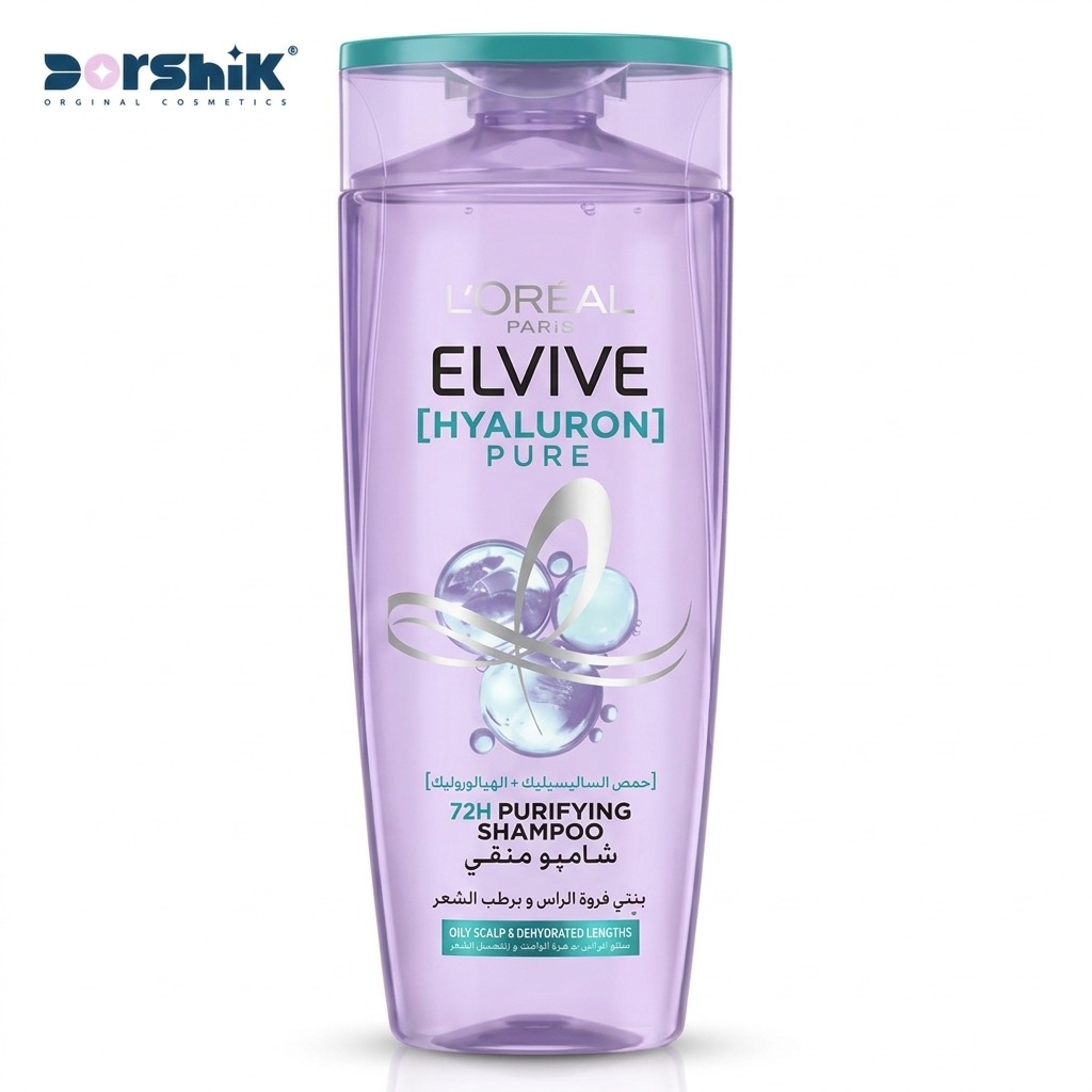 شامپو لورال السیو Hyaluron Pure (بنفش) برای موهای چرب حجم 400 میل